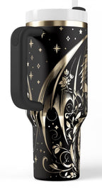Book Dragon Tumbler – 40oz Insulated Gothic Fantasy Gift with Handle