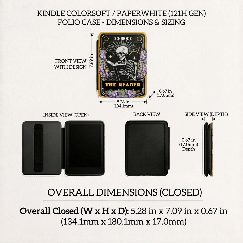 Gothic Kindle Case – Skeleton Tarot Design for Paperwhite 7" Readers