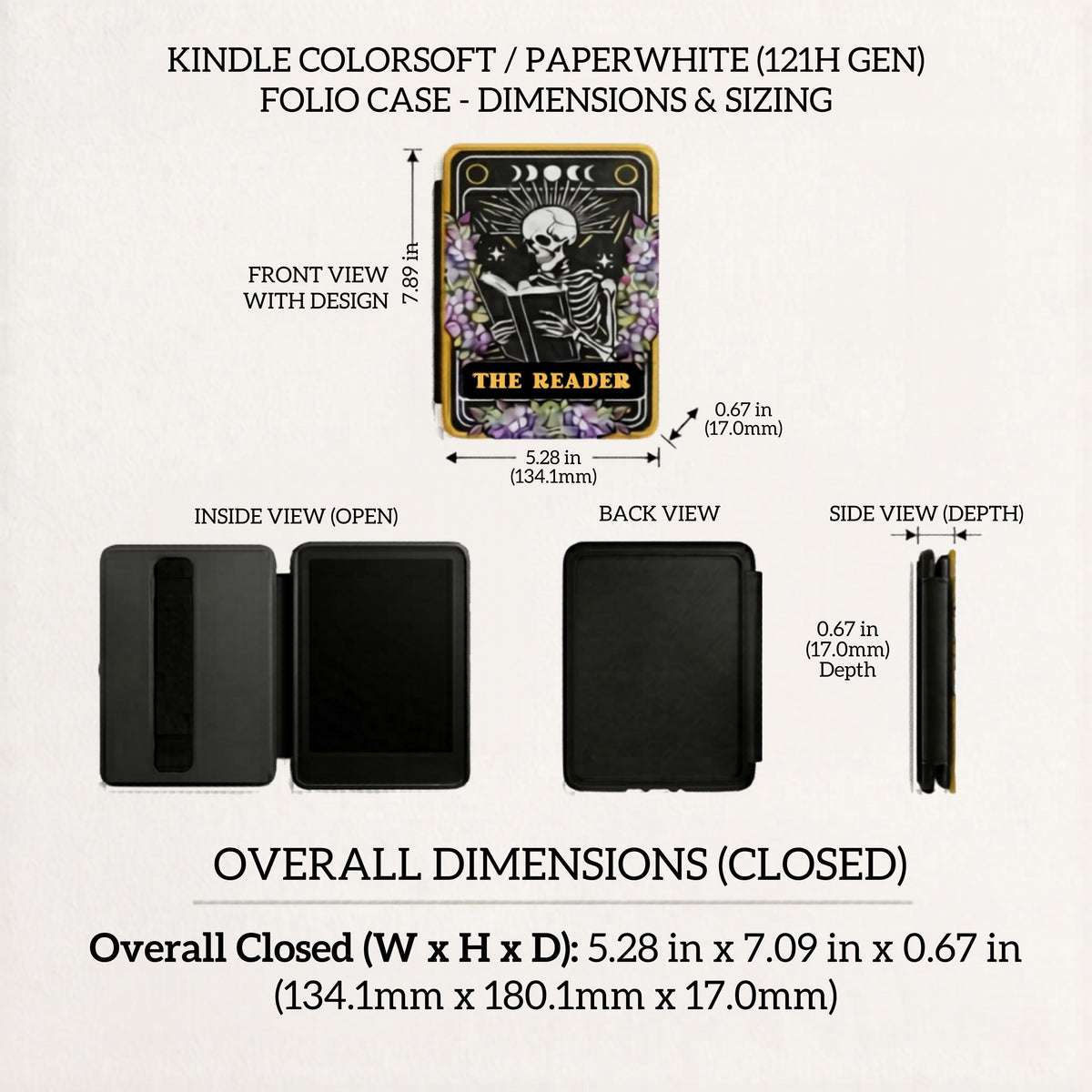 Gothic Kindle Case – Skeleton Tarot Design for Paperwhite 7" Readers