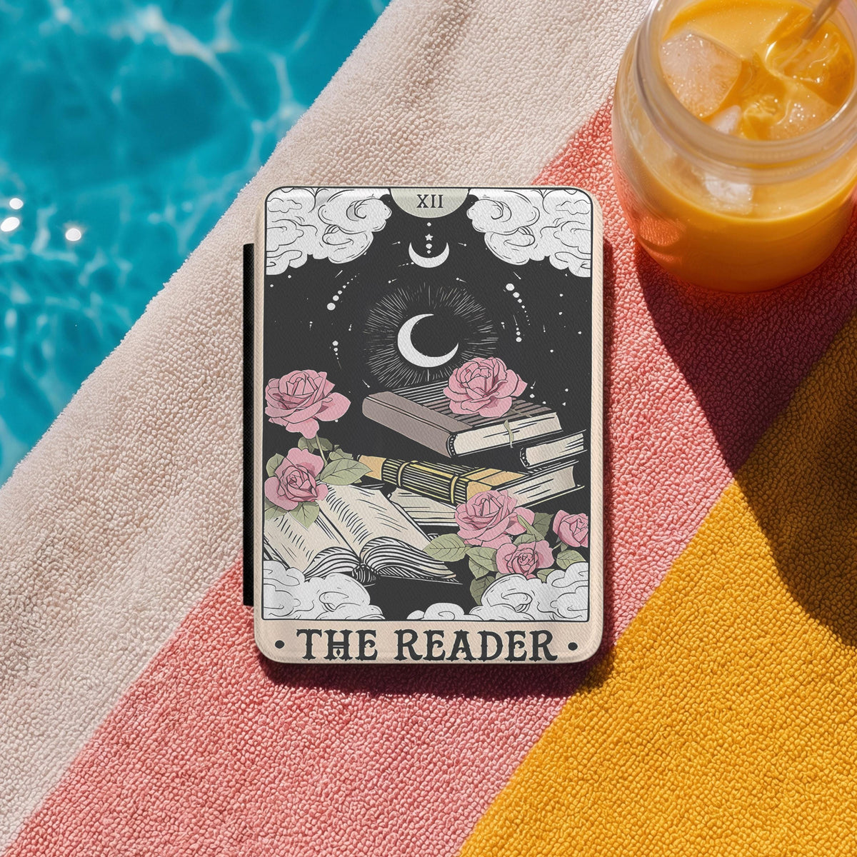 Protective Ereader Case Skeleton Tarot Bookish Gift Gothic Kindle Sleeve Dark Academia Aesthetic Cover Book Lover Present Witchy Reader Accessory Paperwhite Colorsoft Compatible Mystical Leather Pouch Magnetic Closure Reading Essential Her