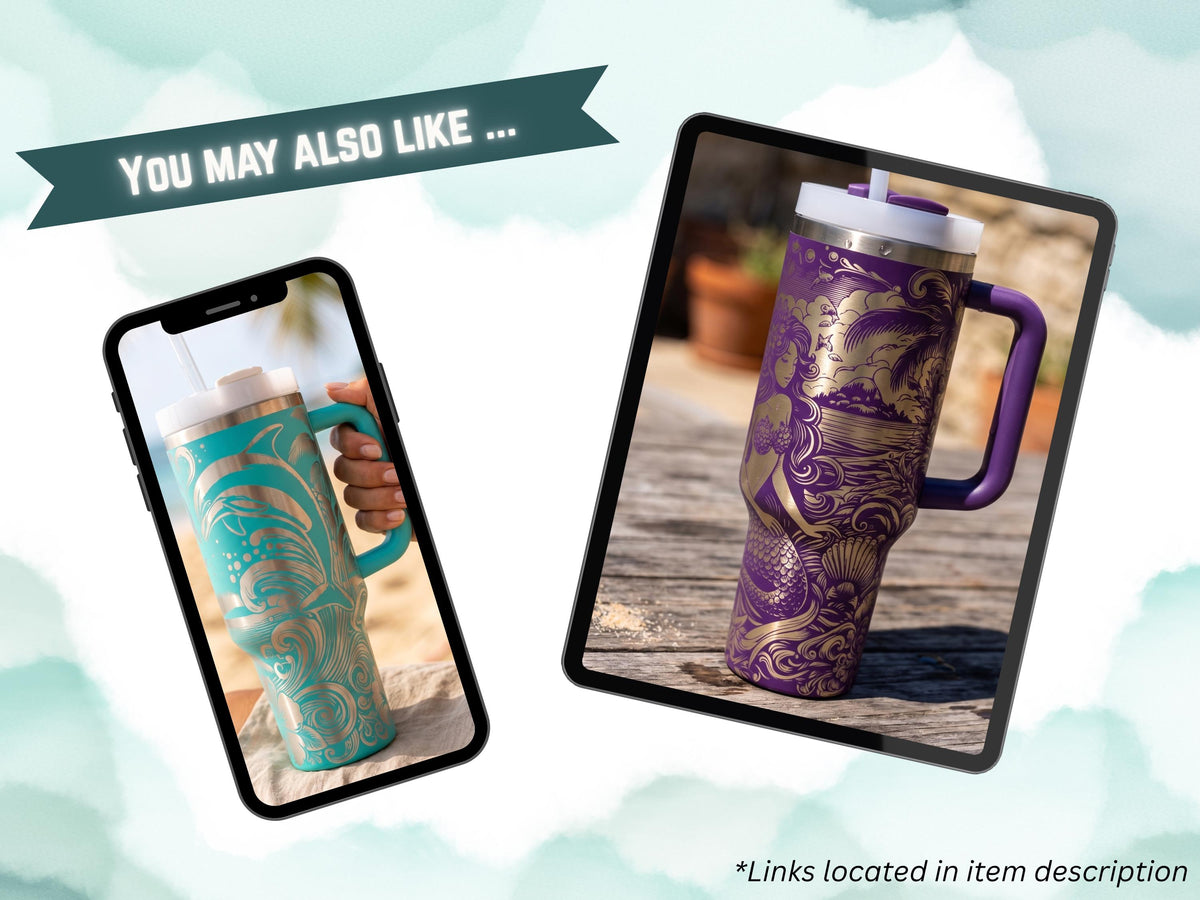 Mermaid Tumbler 40oz – Insulated Stainless Steel Handle Beach Cup