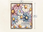 Custom Name Blanket Pillow Set Personalized Throw Collection Watercolor Boho Daisy Print Blue Pink Cream Floral Design Cotton Fringe Blanket Matching Square Pillow Women Bedroom Living Room Nursery Gift Birthday Housewarming Mother