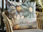 Daisy Flower Pillow Cover Blue Woven Design College Dorm Bedding Textured Floral Cushion Case Teen Room Decor Yellow Daisy Pattern Living Space Accessories Cottage Style Couch Pillows Double Sided Throw Pillowcase Apartment Decorating