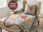 Personalized Name Blanket Custom Woven Throw With Colorful Fringe Edges Perfect College Dorm Room Essential Teen Bedroom Styling Retro Floral Daisy Pattern Cotton Textile Soft Comfortable Bedding Beautiful Birthday Present Housewarming
