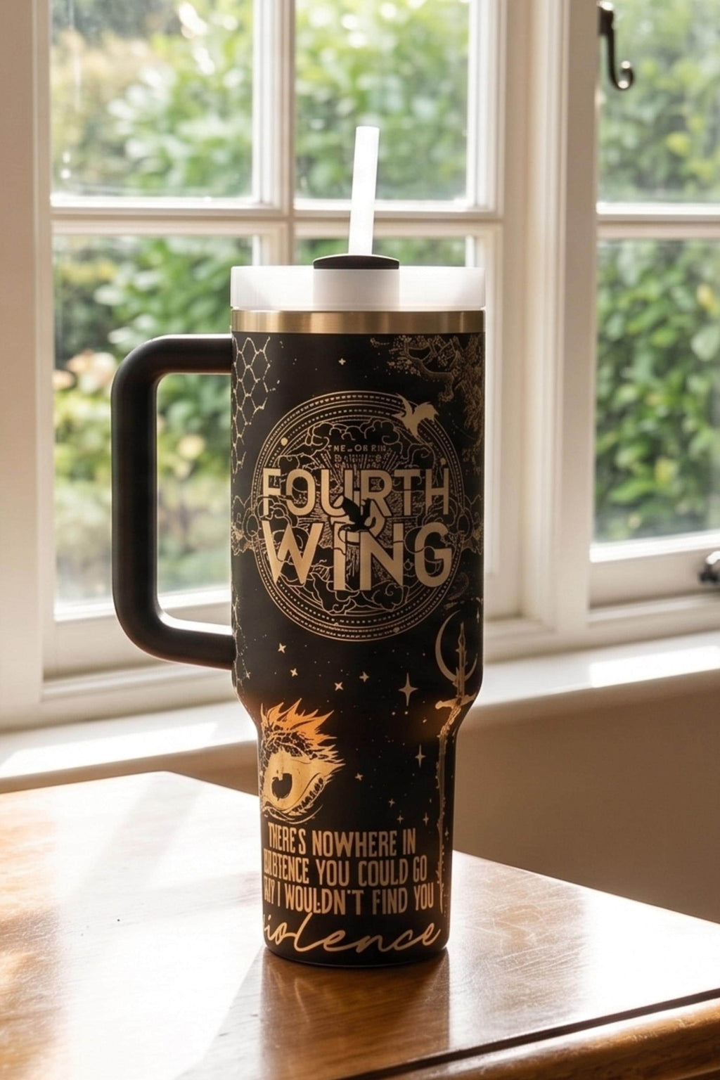 Book Lover Gift Tumbler Fantasy Merchandise Dragon Scale Design Insulated Stainless Steel Cup Double Walled Thermal Insulation Large Handle Perfect Reader Present BookTok Trending Literary Quote Design Romantasy Fan Item Fourth Wing Series