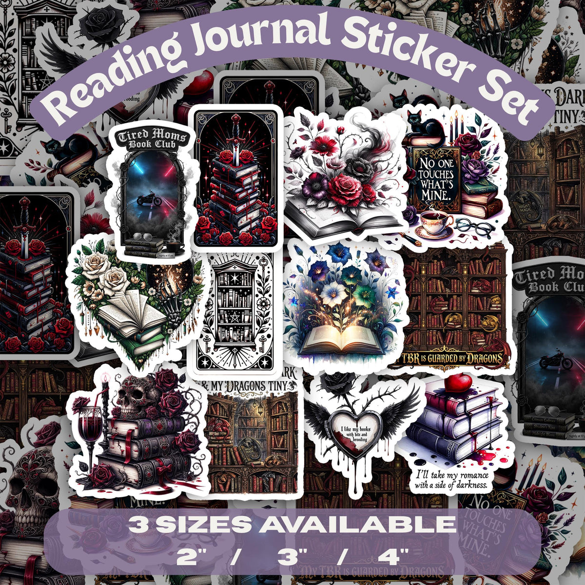 Reading Journal Stickers Book Tracking Supplies Gothic Book Themed Sticker Pack Dark Academia Vinyl Stickers Literary Quote Designs Bullet Journal Spreads Planner Decoration Supplies Bookish Aesthetic Stickers Waterproof Vinyl Book Lover