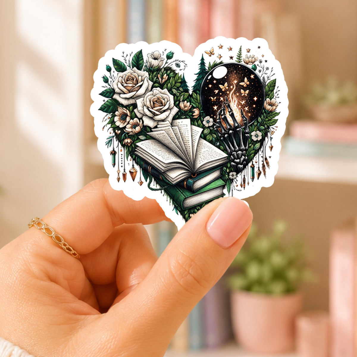 Bookish Sticker Collection Gothic Literary Design Waterproof Vinyl Decals Dark Academia Book Lover Gift Reading Journal Decoration Supplies Skull Rose Aesthetic Theme Bullet Journal Planner Stickers Book Tracking Essentials Die Cut Set