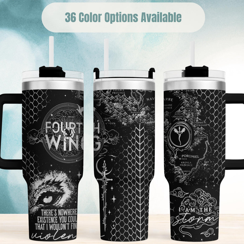 Fantasy Book Tumbler Insulated Stainless Steel Cup Dragon Scale Design Perfect Book Lover Gift Reader Merchandise Double Walled Thermal Insulation Large Handle Comfortable Grip BookTok Trending Item Romantasy Fan Present Literary Quote