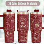 Book Club Tumbler Forty Ounce Insulated Stainless Steel Dark Romance Reader Gift Gothic Skull Design Black Handle Lid Straw Enemies To Lovers Trope Fan Beverage Container Booktok Community Essential Double Wall Vacuum Insulation Hot Cold