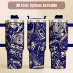 Mechanic Gift Tumbler 40oz Insulated Steel Cup Automotive Design Laser Engraved Vehicle Parts Pattern Perfect Car Enthusiast Present Workshop Drinkware Garage Accessory Professional Grade Beverage Holder Gearhead Collection Item Hot Rod Fan
