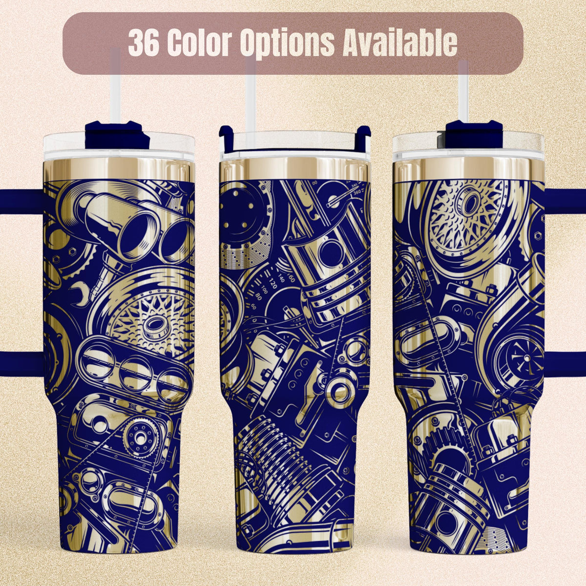 Mechanic Gift Tumbler 40oz Insulated Steel Cup Automotive Design Laser Engraved Vehicle Parts Pattern Perfect Car Enthusiast Present Workshop Drinkware Garage Accessory Professional Grade Beverage Holder Gearhead Collection Item Hot Rod Fan