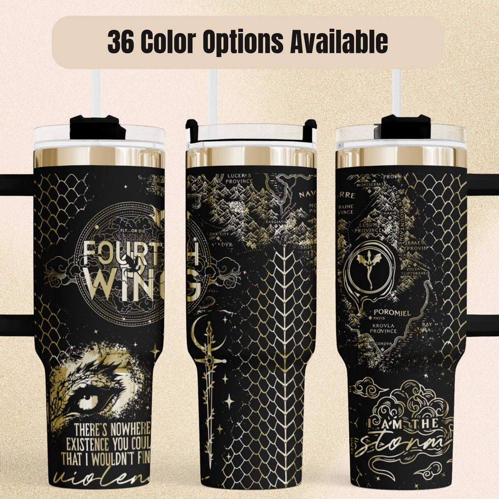 Fourth Wing Tumbler Insulated Stainless Steel Dragon Scale Design Rebecca Yarros Book Series Fan Gift 40oz Large Capacity Double Walled Hot Cold Beverage Container Handle Flip Top Lid Perfect Reading Marathon Hydration Book Club Essential