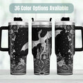 Dragon Fantasy Tumbler Castle Design Insulated Stainless Steel Travel Mug Handle Lid 40oz Capacity Perfect Gift Fantasy Book Readers Romantasy Lovers Gothic Style Enthusiasts Double Wall Insulation Keeps Drinks Hot Cold Medieval Theme