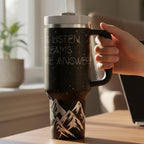 Travel Drinkware Insulated Tumbler 40oz Capacity Stainless Steel Construction Double Walled Design Book Lover Gift Starry Night Mountain Theme Literary Quote Container Perfect Reader Merchandise Handle Lid Daily Beverage Mug Coffee Tea Hot