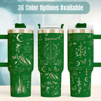 Fantasy Book Lover Gift Insulated Tumbler With Handle Stainless Steel Construction Romantasy Reader Present Butterfly Moon Design Literary Themed Drinkware Bookish Aesthetic Cup Hot Cold Beverage Holder Reading Companion Travel Tumbler