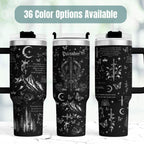Fantasy Book Tumbler 40oz Insulated Stainless Steel Black Design Gothic Butterfly Moon Sword Crown Motifs Perfect Reading Companion Literary Fan Gift Dark Academia Aesthetic Bookish Collection Premium Insulation Keeps Beverages Hot Cold All