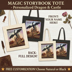 Book Lover Tote Bag Canvas Dragon Fantasy Design Literary Gift For Readers Whimsical Book Carrying Bag Reusable Shopping Tote Cotton Canvas Construction Reinforced Handles Library Bag Essential Reading Accessory Bookish Gift Idea Fantasy