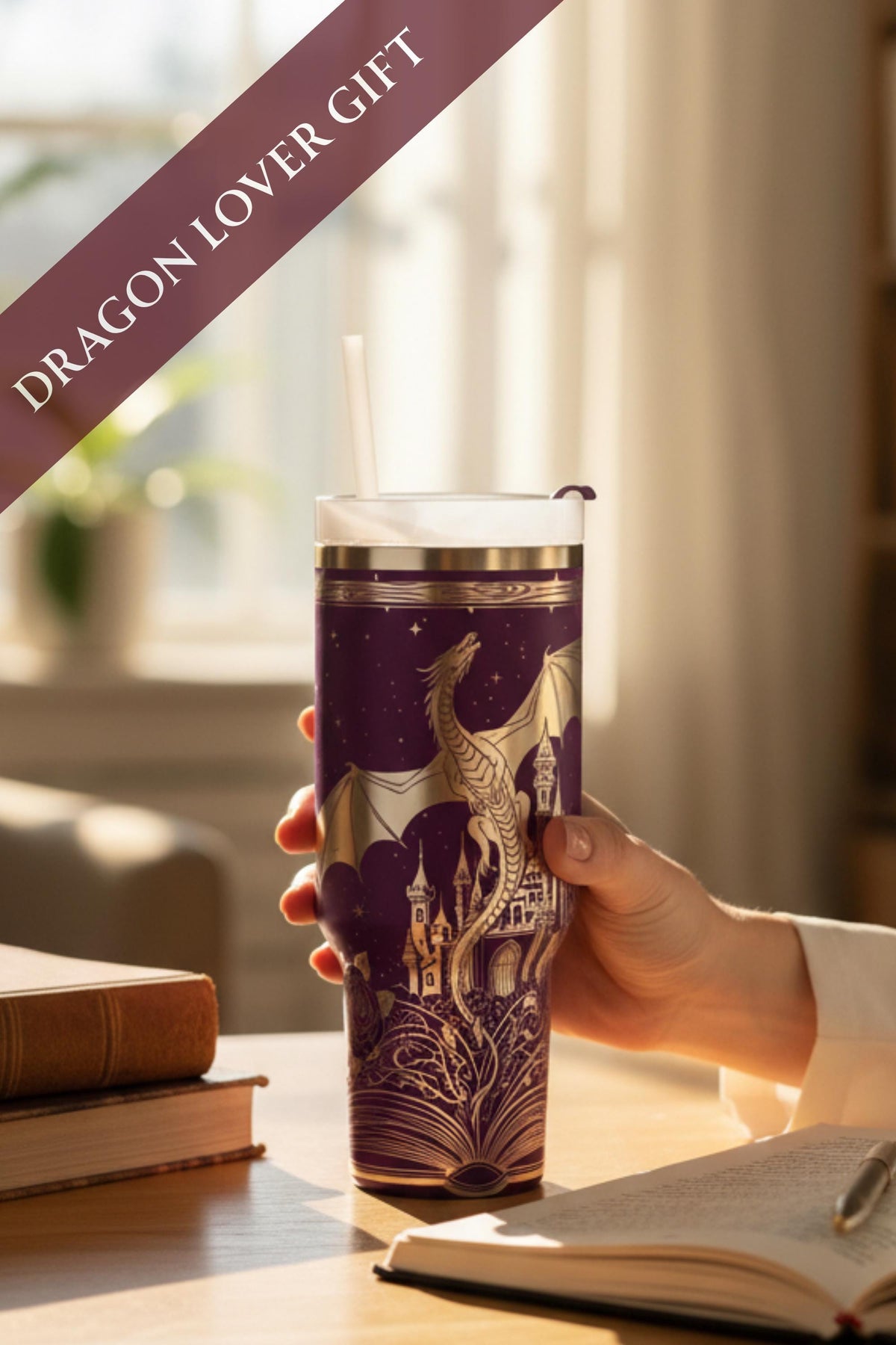 Dragon Tumbler – 40oz Insulated Fantasy Castle Design Stainless Steel