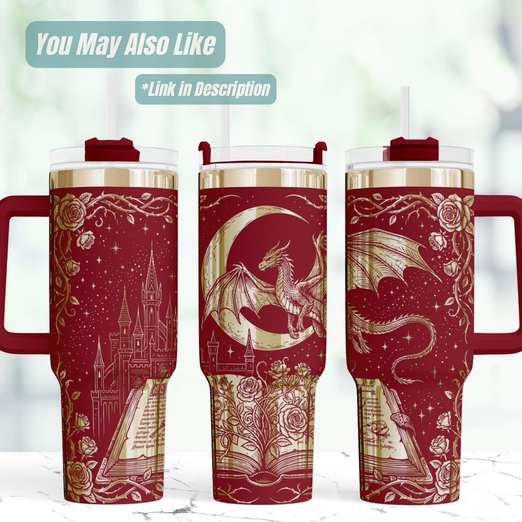 Dragon Tumbler – Stainless Steel Gothic Castle Design Travel Mug