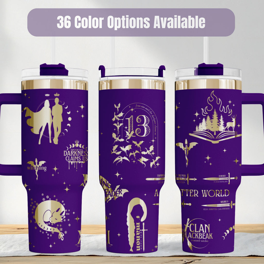Manon Blackbeak Inspired Tumbler Fantasy Book Lover Gift Insulated Stainless Steel Drinkware Large Capacity Beverage Holder Laser Engraved Character Design Literary Themed Merchandise Perfect Reading Session Companion Bookish Gift For SJM