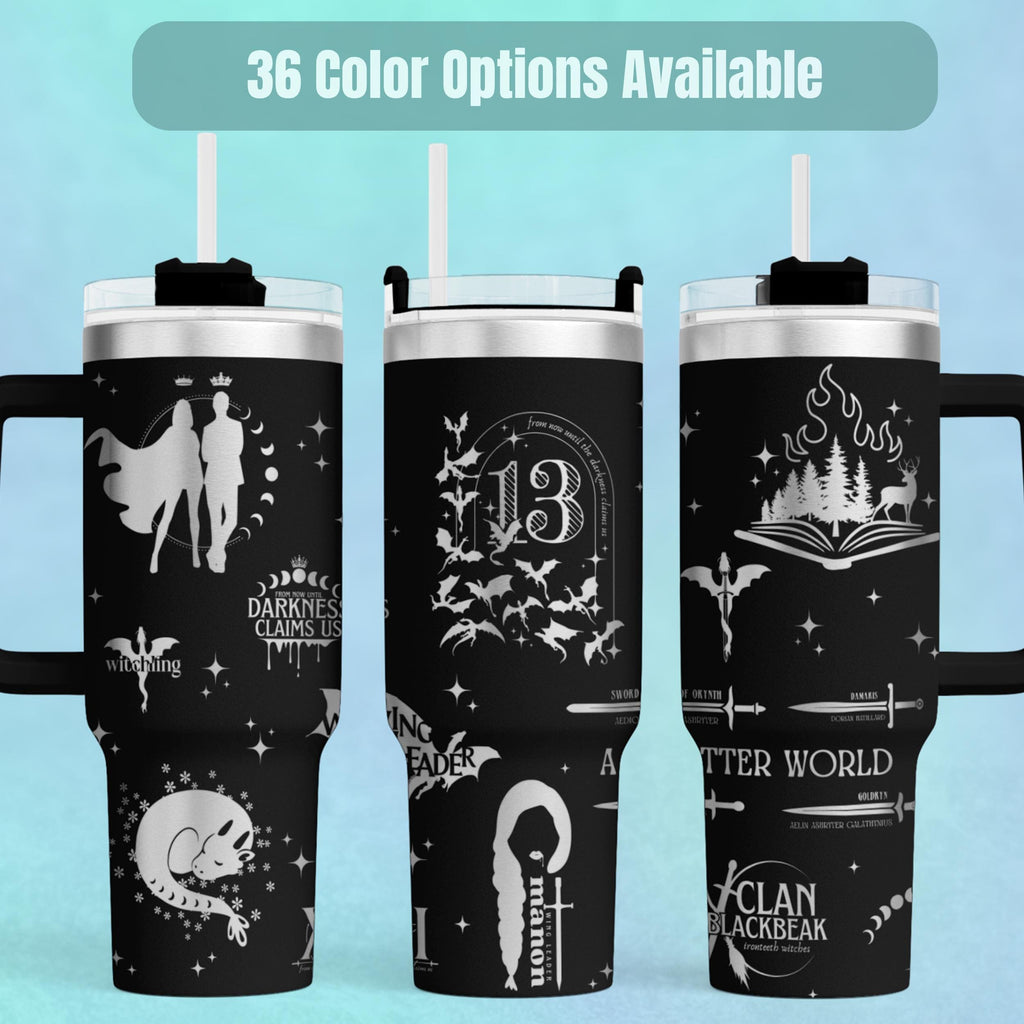Fantasy Book Merchandise Insulated Tumbler Cup Large Capacity Drinkware With Lid And Straw Laser Engraved Character Design Perfect Bookish Gift For Literary Enthusiast Reader Collection Item Premium Quality Stainless Steel Construction