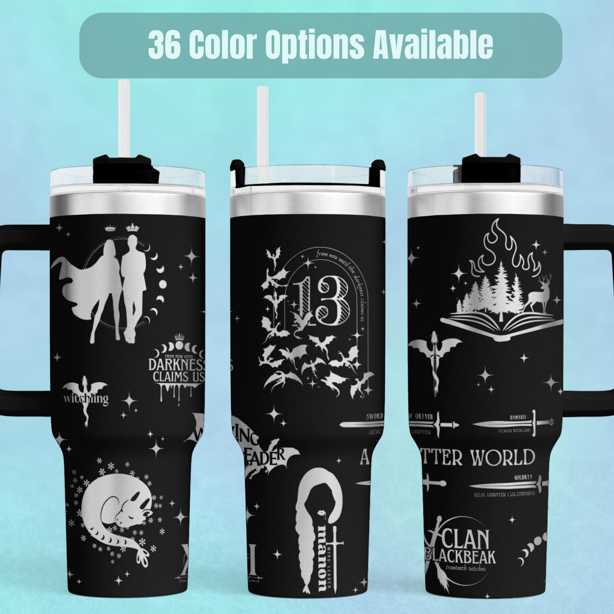 Fantasy Book Merchandise Insulated Tumbler Cup Large Capacity Drinkware With Lid And Straw Laser Engraved Character Design Perfect Bookish Gift For Literary Enthusiast Reader Collection Item Premium Quality Stainless Steel Construction