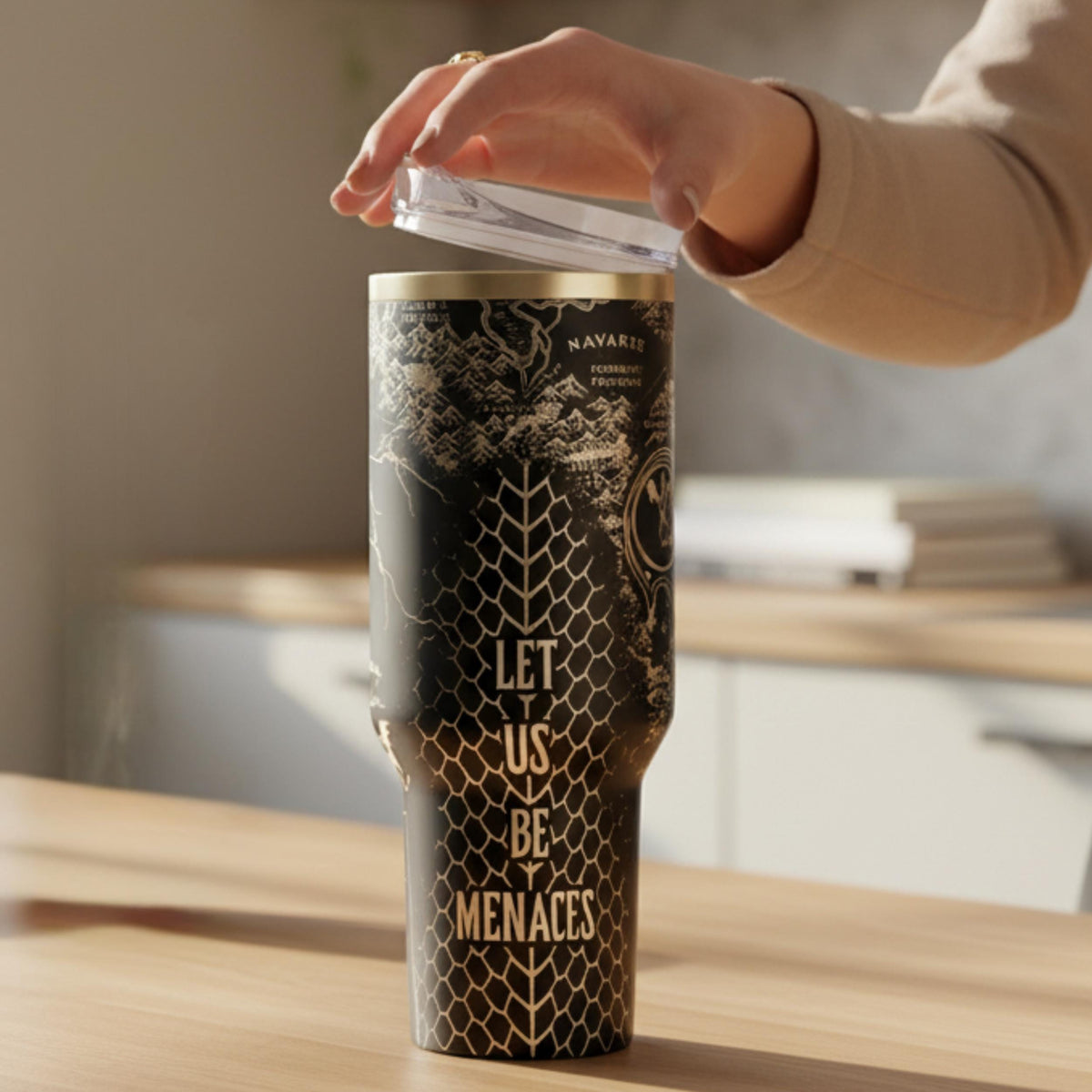 Black Tumbler Lightning Bolt Design Aesthetic Drinkware For Book Lovers 40oz Insulated Travel Mug Stainless Steel Flask With Handle Perfect Gift For Readers Double Wall Temperature Control Large Capacity Beverage Container Powder Coated
