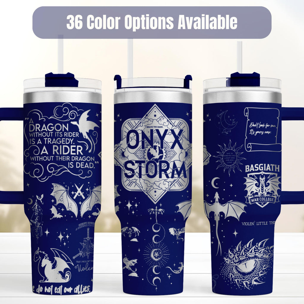 Fantasy Book Lover Gift Dragon Tumbler Insulated Stainless Steel Cup 40oz Capacity Reader Merchandise Fandom Collector Item Gothic Art Design Mythical Creature Artwork Temperature Control Drinkware Travel Ready Daily Use Essential Premium