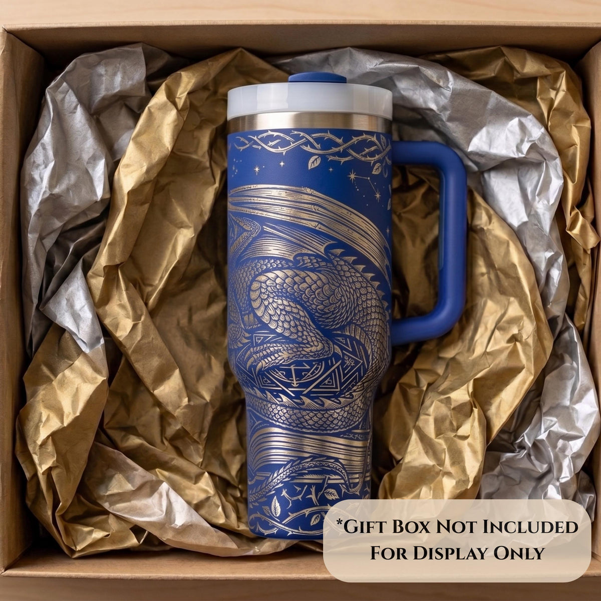 Travel Mug Daily Use Black Dragon Tumbler 40oz Stainless Steel Insulated Construction Castle Design Medieval Fantasy Artwork Perfect Commute Reading Sessions Gothic Drinkware Book Lover Gift Fantasy Enthusiast Present Premium Quality Secure