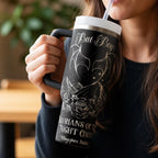 Stainless Steel Tumbler Premium Drinkware 40oz Capacity Double Wall Insulation Technology Fantasy Book Themed Design Mountain Rose Artwork Details Perfect Travel Cup Daily Coffee Container Reader Gift Book Lover Present Bookish Merchandise