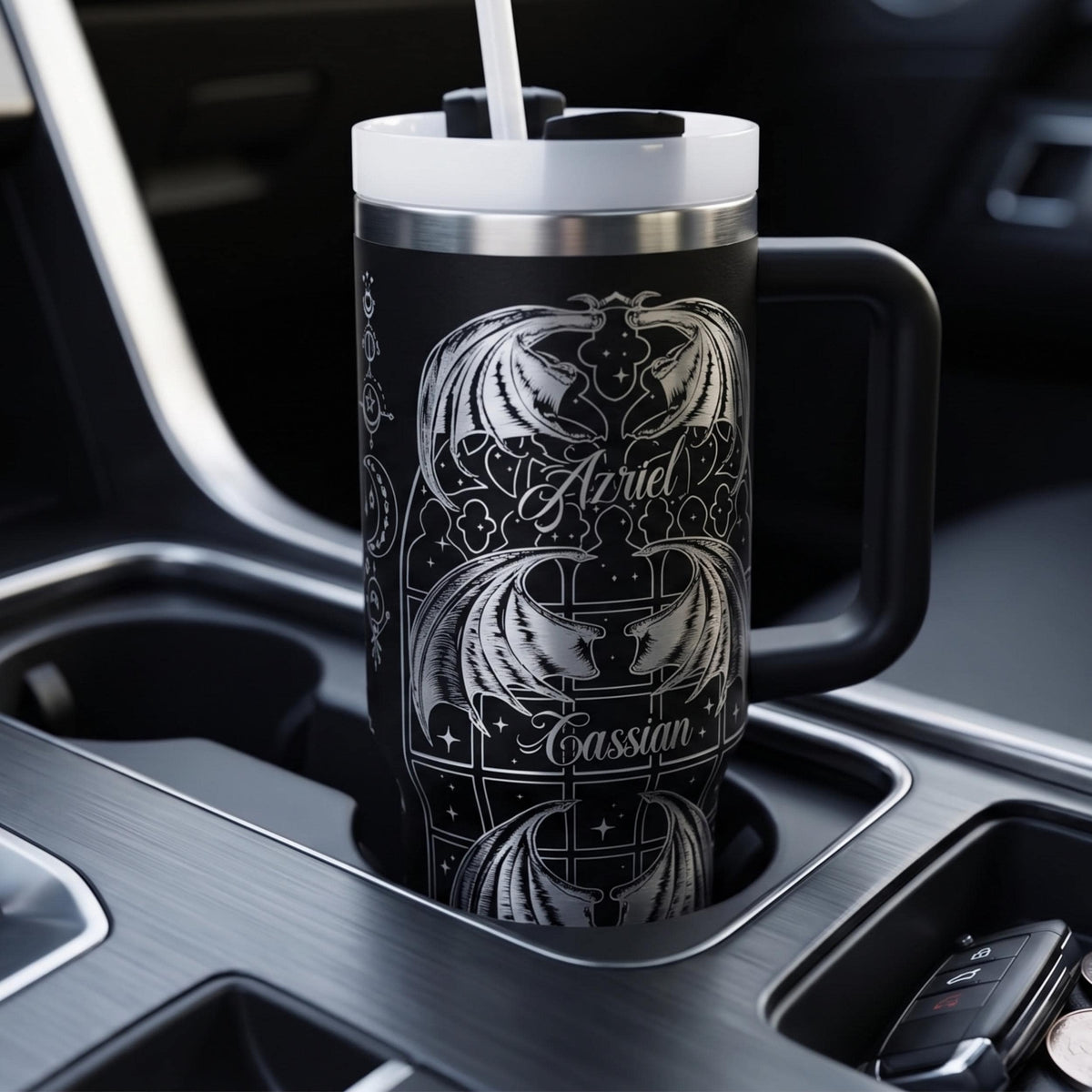 Travel Cup Insulated Tumbler 40oz Stainless Steel Drinkware Fantasy Book Lover Gift Perfect Reader Present Bookish Merchandise Double Wall Insulation Keeps Beverages Hot Cold Mountain Rose Design Daily Coffee Companion Literature Themed