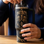 40oz Travel Tumbler Insulated Stainless Steel Mug Fantasy Book Lover Gift Character Engraved Design Double Wall Construction Keeps Drinks Cold Hot Daily Use Essential Premium Drinkware Fandom Merchandise Reader Appreciation Present Durable