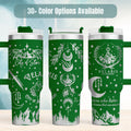 Fantasy Book Inspired Insulated Tumbler 40oz Stainless Steel Construction Laser Engraved Celestial Design Stars Moons Mountains Wings Perfect Gift For Book Lovers Literary Fandom Merchandise Temperature Retention Double Wall Insulation