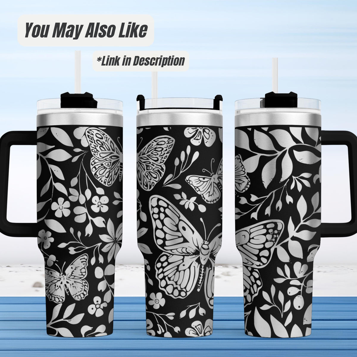 Rose Tumbler – 40oz Insulated Stainless Steel Floral Travel Mug
