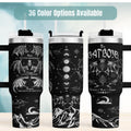 Fantasy Book Tumbler 40oz Insulated Stainless Steel Travel Mug Character Themed Drinkware Laser Engraved Design Perfect Gift Book Lover Fan Merchandise Celestial Artwork Gothic Pattern Keeps Drinks Cold Hot Daily Use Essential Reader