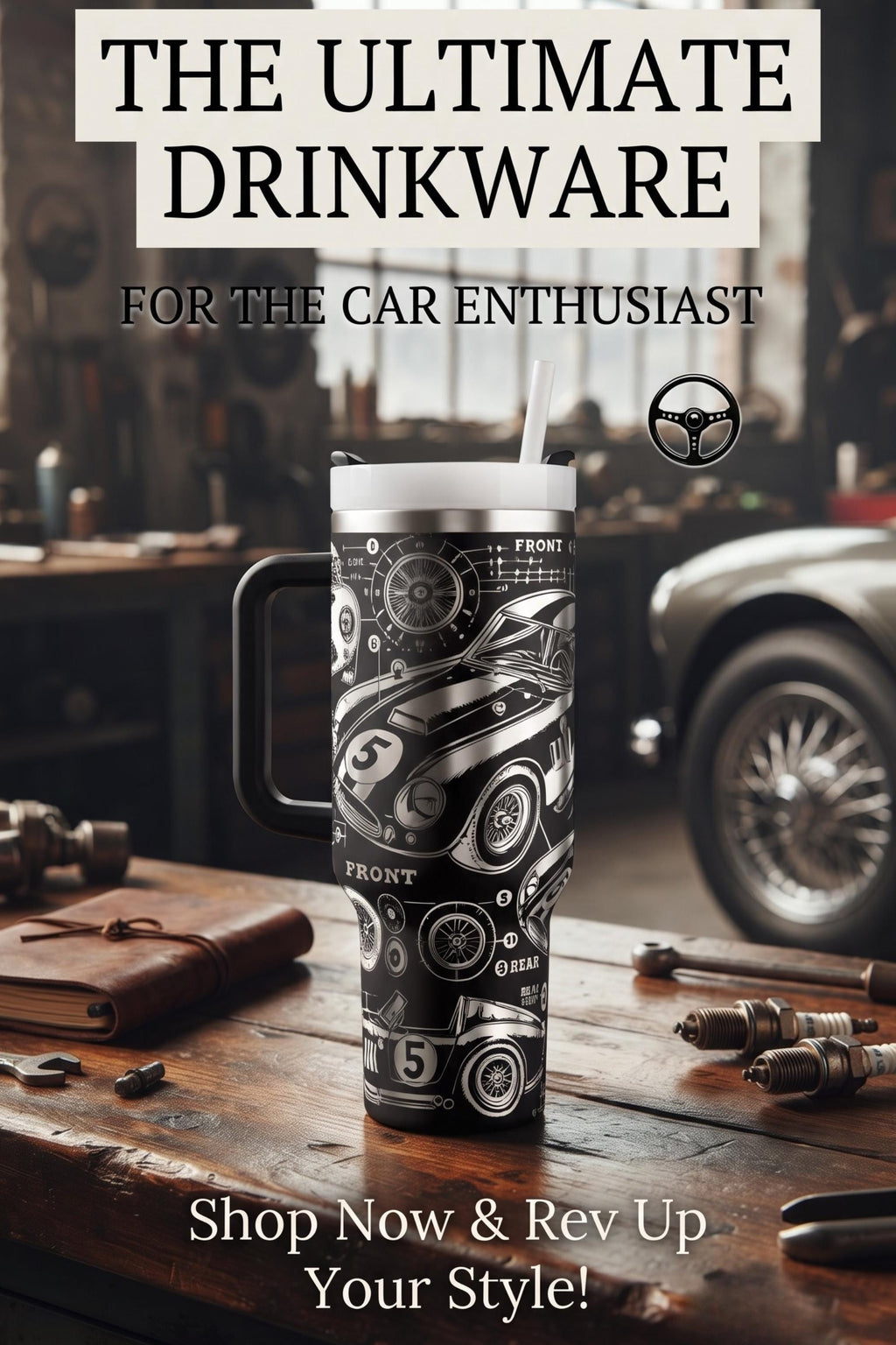 Race Car Tumbler – 40oz Stainless Steel Insulated Blueprint