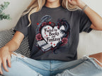 Book Lover Fantasy Shirt Personalized Reader Tee Custom Name Dragon Design Gothic Literary Apparel Perfect Gift Bibliophile Birthday Fantasy Fiction Enthusiast Clothing Reader Fashion With Open Book Heart Dragons Roses Literary Themed Tee