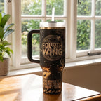 Dragon Scale Tumbler Design Fantasy Book Merchandise Insulated Stainless Steel Cup Book Lover Gift Perfect Reader Present Double Walled Thermal Insulation Large Handle Comfortable Grip Literary Quote Design BookTok Trending Romantasy Fan