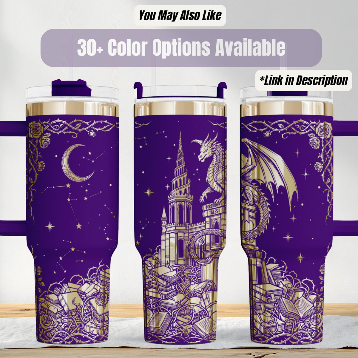 Dragon Tumbler – 40oz Insulated Fantasy Castle Design Stainless Steel