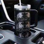 Fantasy Book Gift Acotar Tumbler Design Forty Ounce Insulated Drinkware Stainless Steel Travel Cup Mountain Rose Artwork Bookish Merchandise Collection Night Court Theme Hot Cold Drink Container SJM Fan Essential Travel Mug Handle Flip Top