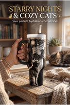 Starry Night Cat Tumbler – 40oz Vacuum Insulated Artistic Travel Mug