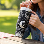 Large Capacity Tumbler 40oz Stainless Steel Construction Literary Fandom Merchandise Laser Engraved Celestial Details Stars Moons Wings Mountains Perfect Gift For Readers Fantasy Book Inspired Drinkware Temperature Retention Insulated