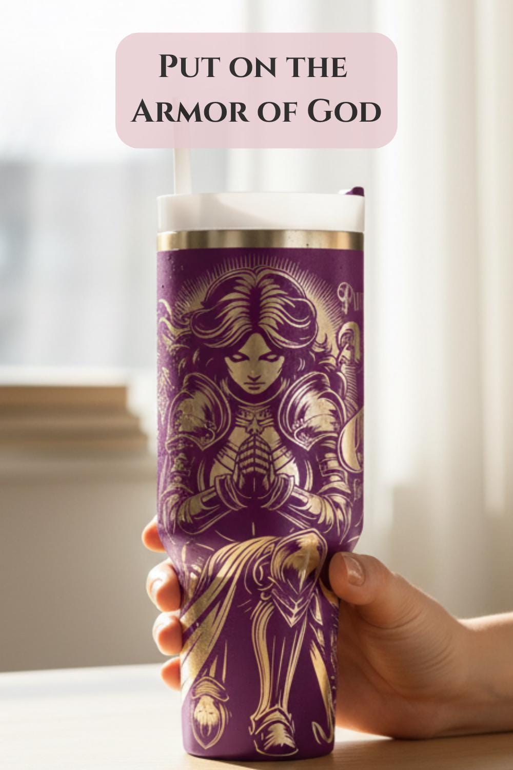 Armor of God Tumbler – 40oz Insulated Christian Knight Design Gift