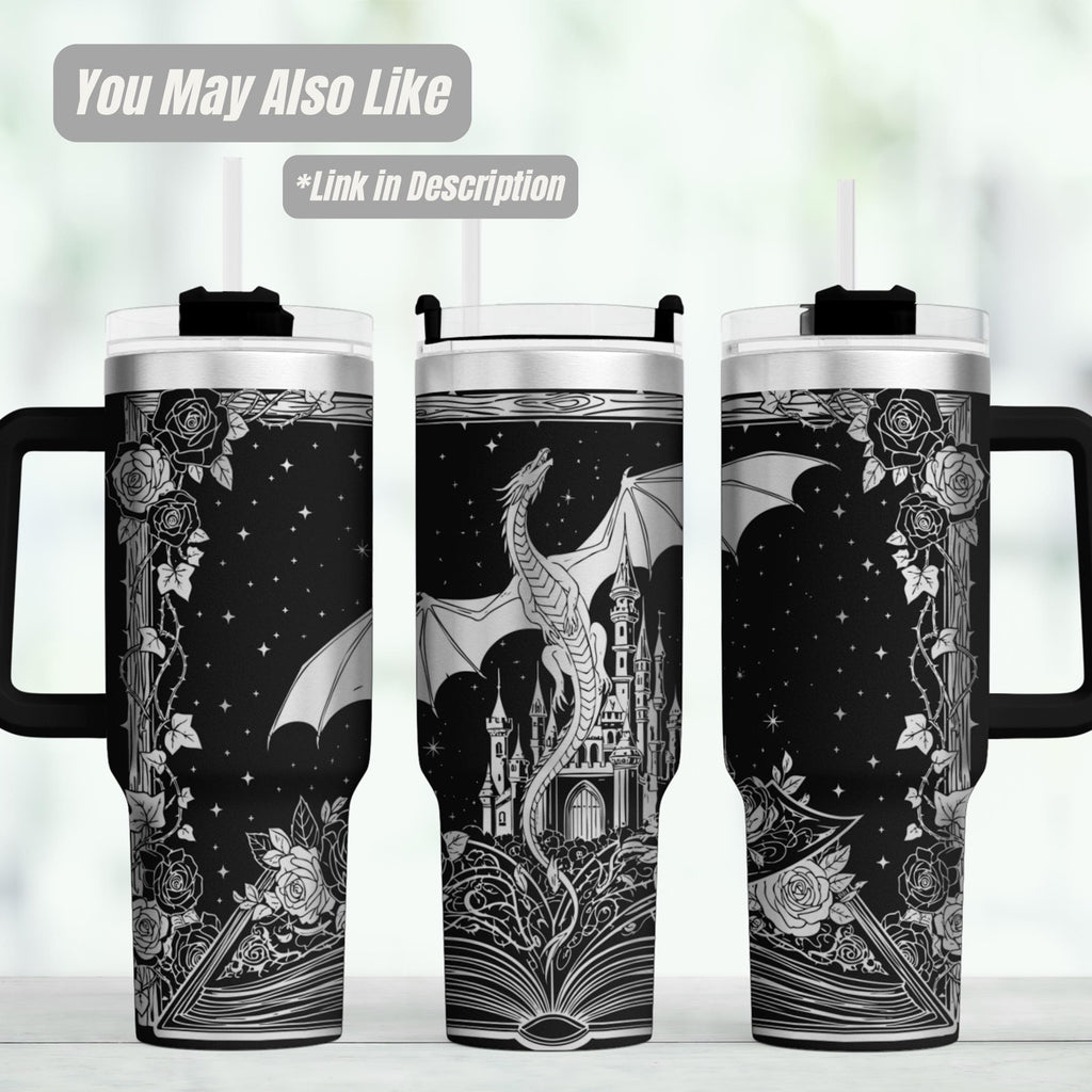 Dragon Tumbler – 40oz Insulated Stainless Steel Handle Gothic Castle