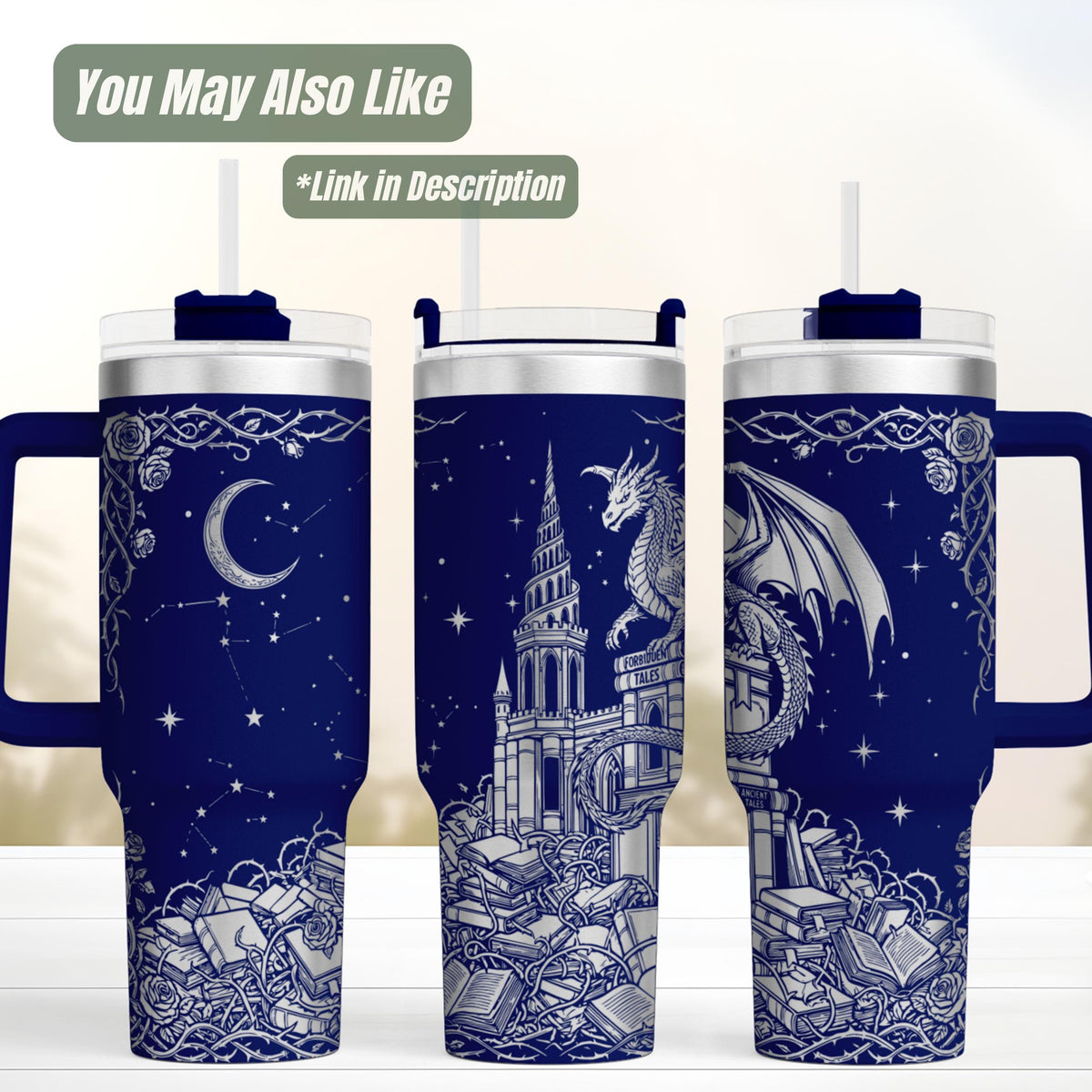 Dragon Tumbler – Stainless Steel Gothic Castle Design Travel Mug