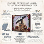 Dragon Fantasy Design Clear MacBook Case Personalized Name Custom Laptop Cover Gothic Illustration Bat Silhouette Castle Artwork Transparent Shell Computer Protector Enchanted Book Pattern Fantasy Aesthetic Writer Gift Creative Professional
