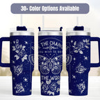 Butterfly Tumbler Inspirational Design Stainless Steel Insulated Cup 40oz Capacity Perfect Gift For Women Teacher Appreciation Present Counselor Gift Idea Motivational Quote Be The Change Message Rose Pattern Butterfly Artwork Double Wall