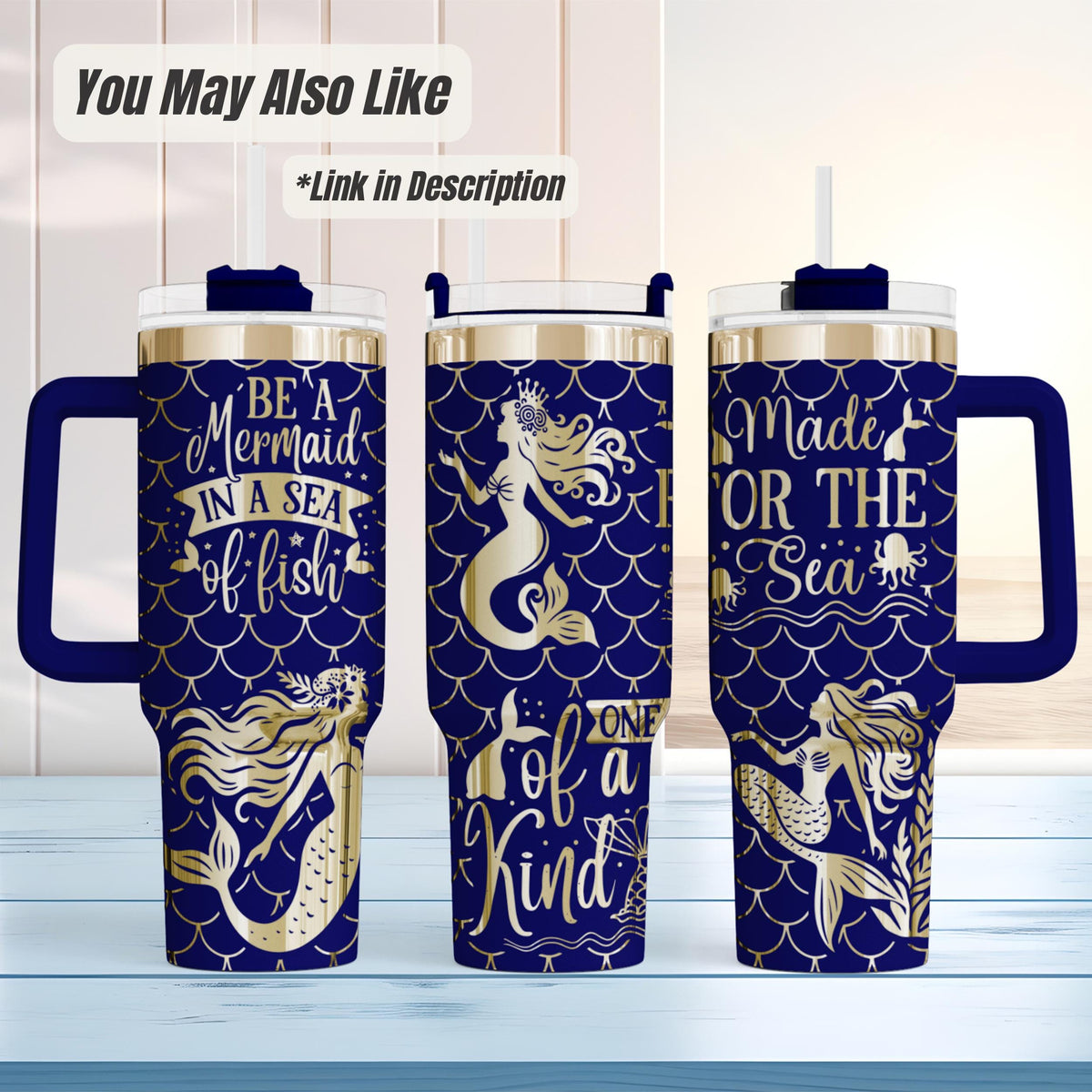 Mermaid Tumbler – 40oz Insulated with Handle Gothic Ocean Design