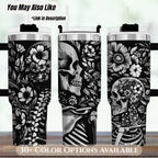Skull Tumbler – 40oz Insulated with Handle Day of the Dead Calavera
