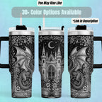 Dragon Tumbler – 40oz Insulated with Handle Fantasy Castle Design